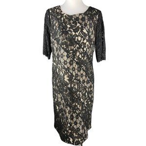 Katherine Kelly Tonal Dress with Black Overlay